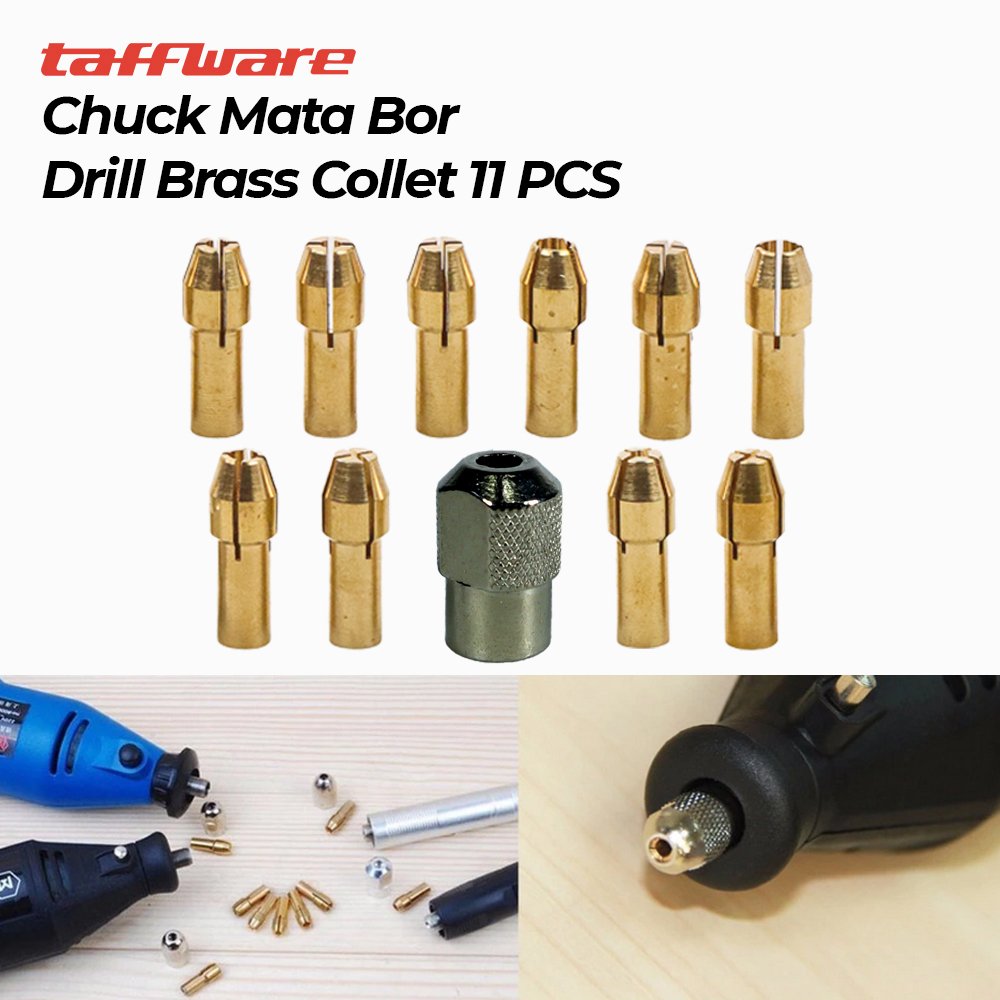 Taffware Chuck Mata Bor Mini DMPJ-31 Brass Collet 11 PCS Kuningan Konektor Gerinda Mini Drill Chuck Penjepit Mata Bor Shank 5mm Panjang 17mm Ukuran 0.5-3.2mm Untuk Rotary Tool Mesin Untuk Pemakaian - Gambar 9