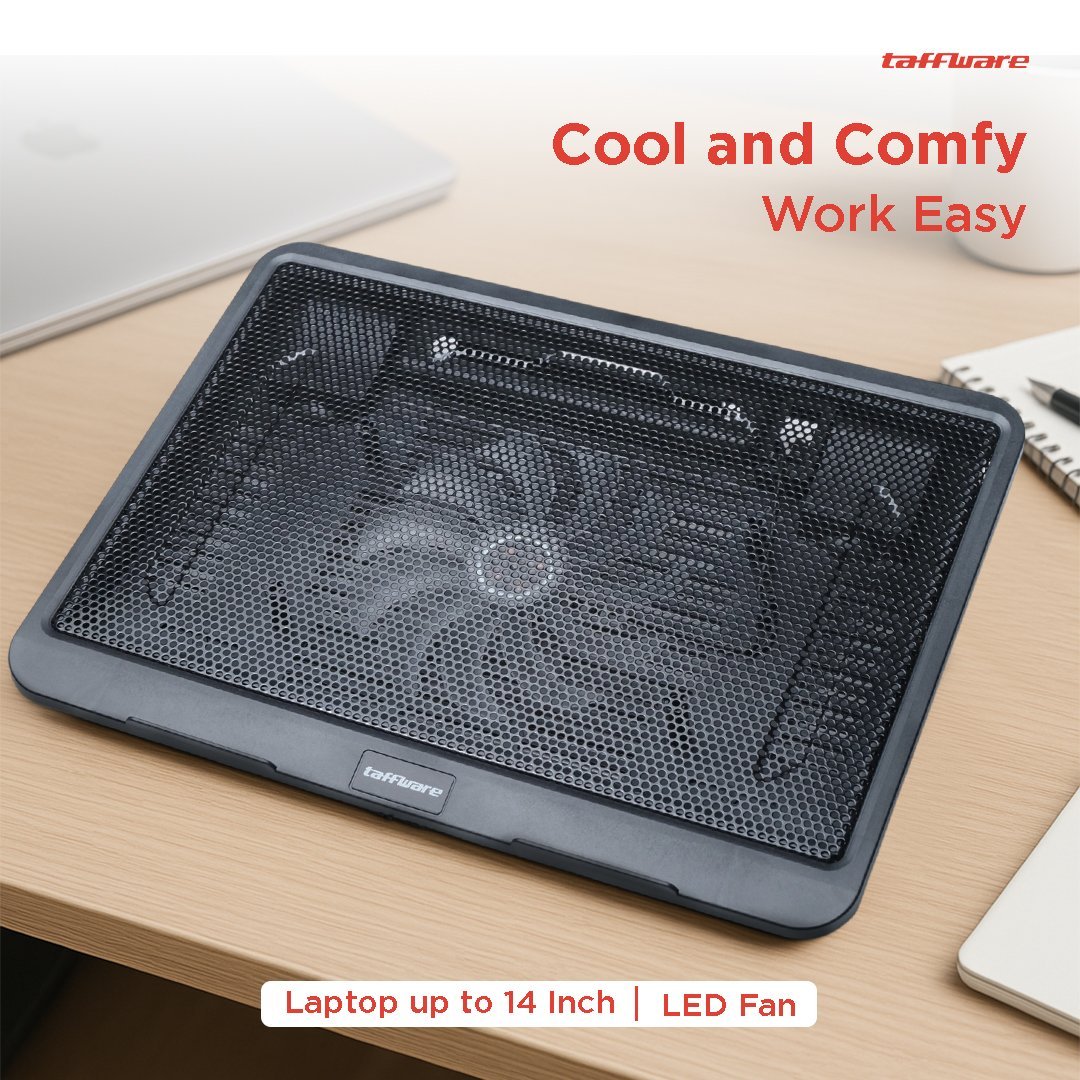 TAFFWARE Cooling Pad Laptop V19 Kipas Pendingin Ultra Thin 1 Fan Besar Untuk Notebook 14 Inch Cooler Pad Dudukan Laptop Gaming Bahan Kuat Angin Kencang Tidak Berisik Stabil Dan Awet Kualitas Original Jadi Store Lamongan - Gambar 2