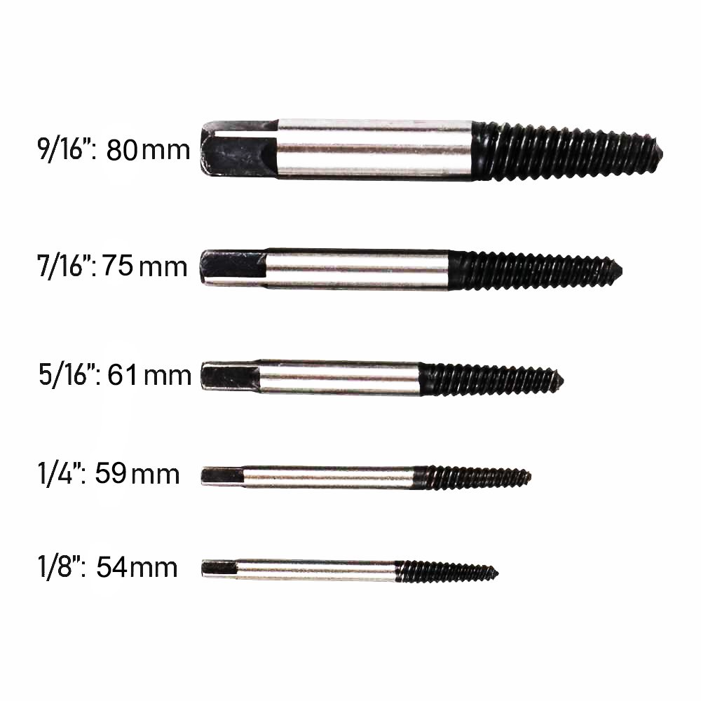 Taffware TL00170 Mata Bor Pembuka Baut Rusak 5in1 Screw Extractor Broken Screw Remover HSS, Alat Buka Baut Dol dan Baut Macet untuk Bor, Ukuran 1/8 hingga 9/16 Inch, Storage Box Praktis - Gambar 6