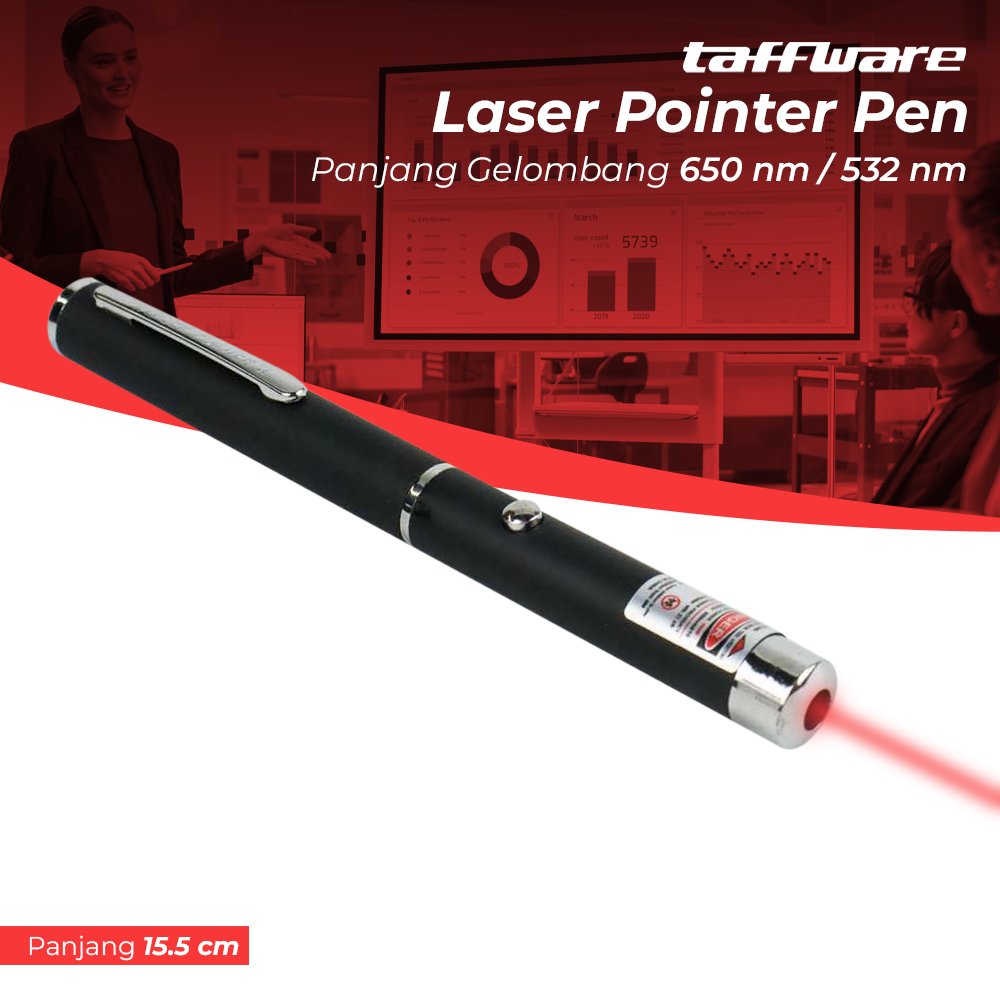 Taffware Laser Pointer Pen Presentasi 5mW Beam Merah 650nm ZY0001 dengan Baterai AAA, Laser Presenter untuk PowerPoint Meeting Kuliah Seminar Guru Dosen Kantor - Gambar 6