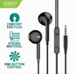 ROBOT RE10 Headset Original Handsfree Earphone Full Bass Wired Headset Robot RE10 Jack 3.5mm Suara Jernih Mic Built-in Nyaman Dipakai untuk Musik Call Gaming HP Android iPhone Laptop Kuat Tahan Lama