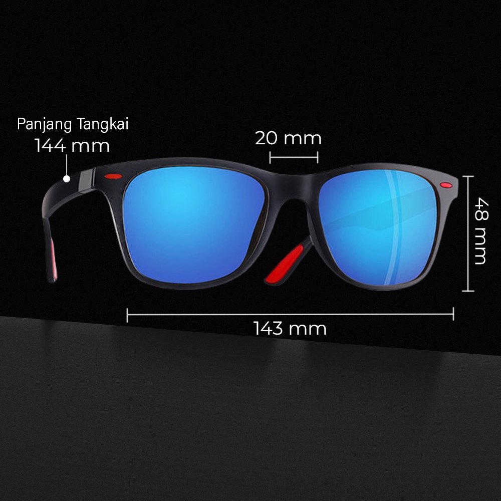 AOFLY P21 Kacamata Pria Wayfarer Polarized UV Protection Sunglasses Black Blue Kacamata Hitam Anti Silau Fashion Outdoor Berkendara Memancing Riding Desain Stylish Lensa Nyaman Original - Gambar 6