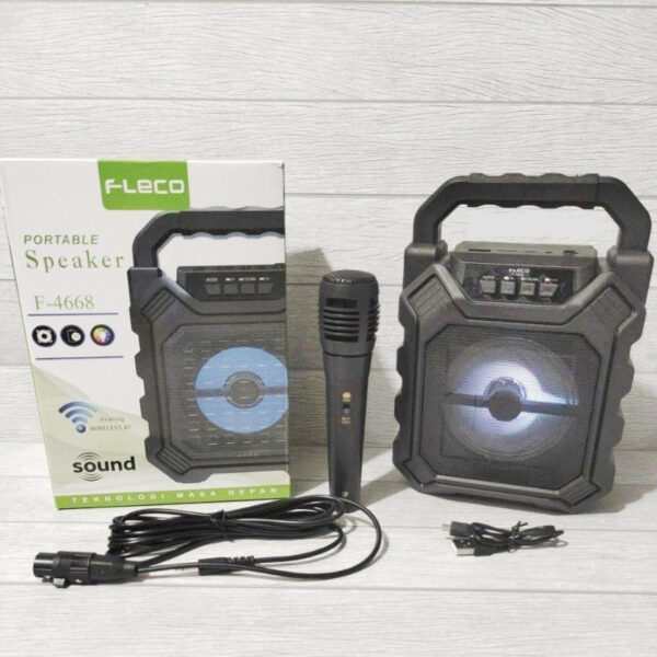 Speaker Microphone Speaker Mic Karaoke Speaker Mic Speaker Mic Bluetooth Speaker Mic Wireless Speaker Mic Bluetooth Karaoke Speaker Micro SD Speaker Bluetooth Portable Speaker Bluetooth Karaoke Speaker Bluetooth Portable FLECO F-4668 LED - Gambar 3