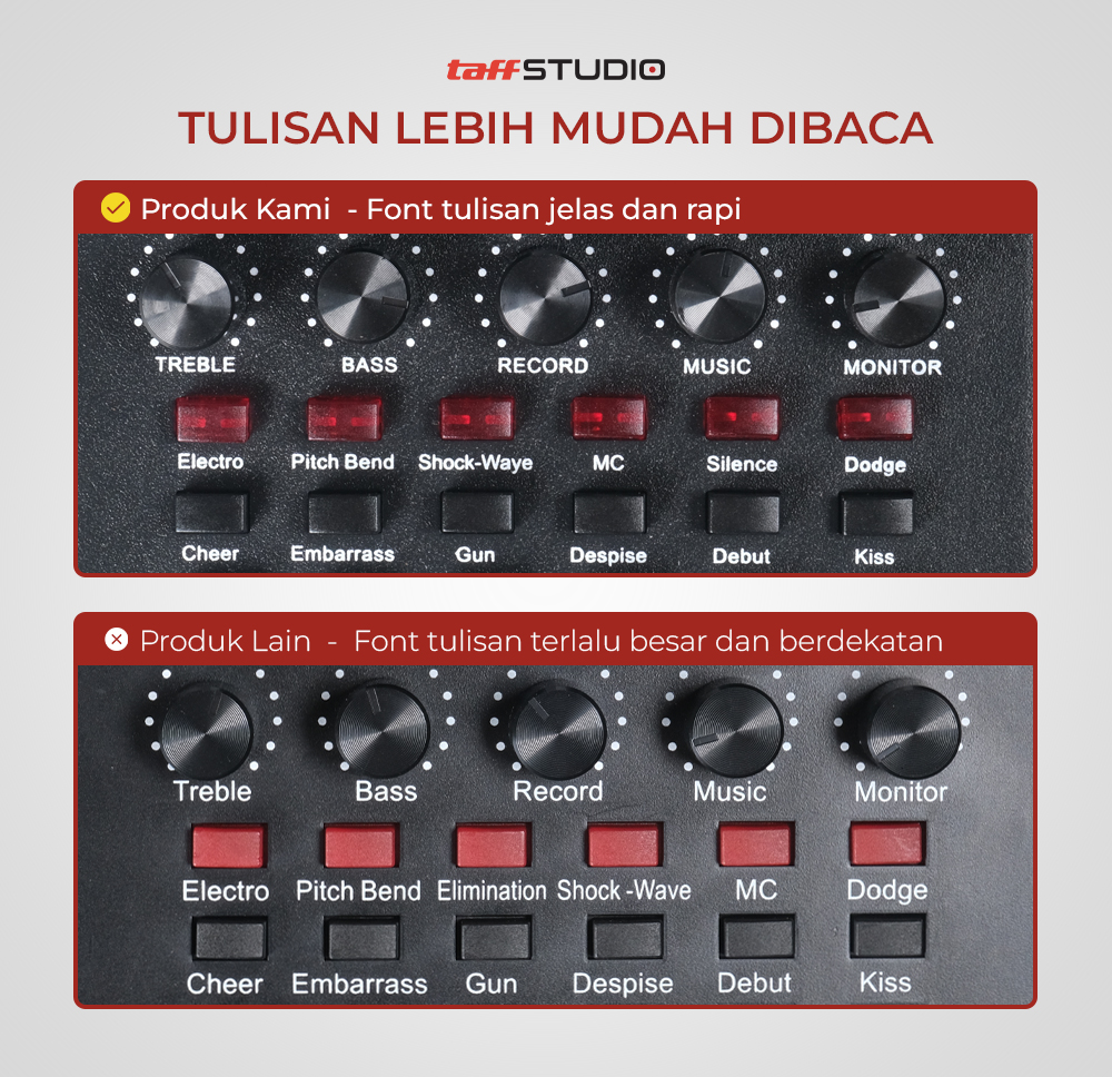 TaffSTUDIO V8 Sound Card Bluetooth USB External Audio Black - Soundcard Mixer Live Broadcast Streaming Podcast Karaoke Microphone Mic Headset untuk Smartphone PC Laptop YouTube Twitch Efek Suara Echo Treble Bass Record Music Monitor Baterai 500mAh - Gambar 8