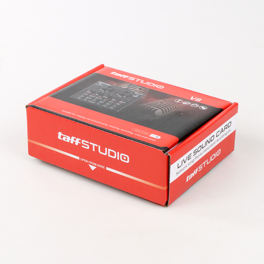 TaffSTUDIO V8 Sound Card Bluetooth USB External Audio Black - Soundcard Mixer Live Broadcast Streaming Podcast Karaoke Microphone Mic Headset untuk Smartphone PC Laptop YouTube Twitch Efek Suara Echo Treble Bass Record Music Monitor Baterai 500mAh - Gambar 11