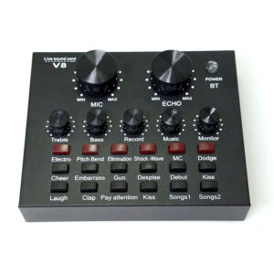 TaffSTUDIO V8 Sound Card Bluetooth USB External Audio Black - Soundcard Mixer Live Broadcast Streaming Podcast Karaoke Microphone Mic Headset untuk Smartphone PC Laptop YouTube Twitch Efek Suara Echo Treble Bass Record Music Monitor Baterai 500mAh - Gambar 12