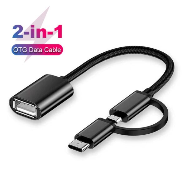Kabel OTG 2 in 1 Multifungsi Kabel OTG 2in1 Kabel OTG Type C Kabel OTG Micro USB Kabel OTG Android Kabel OTG Tipe C Kabel OTG USB Kabel OTG Type C To USB - Gambar 4