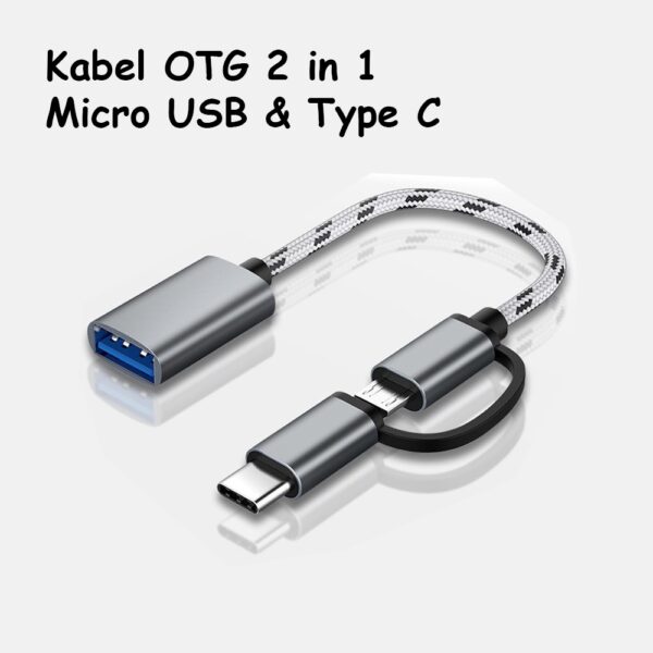 Kabel OTG 2 in 1 Multifungsi Kabel OTG 2in1 Kabel OTG Type C Kabel OTG Micro USB Kabel OTG Android Kabel OTG Tipe C Kabel OTG USB Kabel OTG Type C To USB - Gambar 3