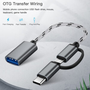 Kabel OTG 2 in 1 USB Female ke Type C & Micro USB Adapter OTG Android Fast Transfer Data untuk Flashdisk Mouse Keyboard Gamepad - Gambar 5