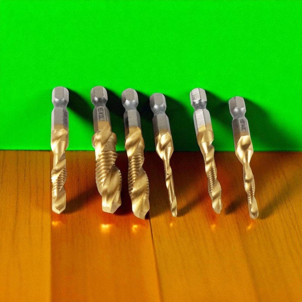 Taffware Set Mata Bor Countersink HSS M3-M10 6 PCS, Mata Bor Ulir Drat Baut M3 M4 M5 M6 M8 M10, Drill Bit Tap untuk Kayu Plastik Aluminium dan Plat, Chuck 6.35mm, Panjang hingga 59mm - Gambar 6