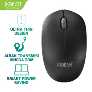 ROBOT M210 Mouse Wireless 2.4G Optical - Mouse Tanpa Kabel Original Desain Ergonomis Dan Presisi Tinggi Untuk Laptop Dan PC Solusi Kerja Produktif Dengan Fitur Hemat Energi Otomatis Jadi Store - Gambar 4