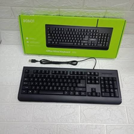 ROBOT RK20 Wired Keyboard USB 104 Keys Ergonomis untuk Komputer PC Laptop Kantor dan Admin Desain Nyaman Mengetik Kabel 1.5 Meter Plug and Play Cangkang Plastik Berkualitas Tinggi dengan 4 Lubang Pembuangan Cairan Black - Gambar 5
