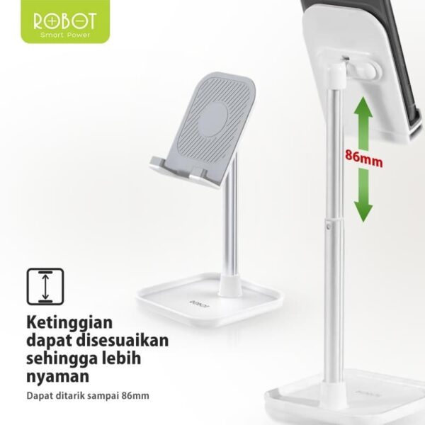 ROBOT RT-US04 Liftable Stand HP Aluminium Alloy Universal Phone Holder Stand HP Stand Holder HP Phone Holder Stand Phone Holder Meja Penyangga HP di Meja Tatakan HP di Meja Tablet - Gambar 2