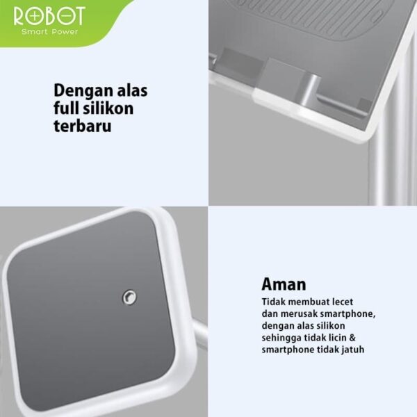 ROBOT RT-US04 Liftable Stand HP Aluminium Alloy Universal Phone Holder Stand HP Stand Holder HP Phone Holder Stand Phone Holder Meja Penyangga HP di Meja Tatakan HP di Meja Tablet - Gambar 4