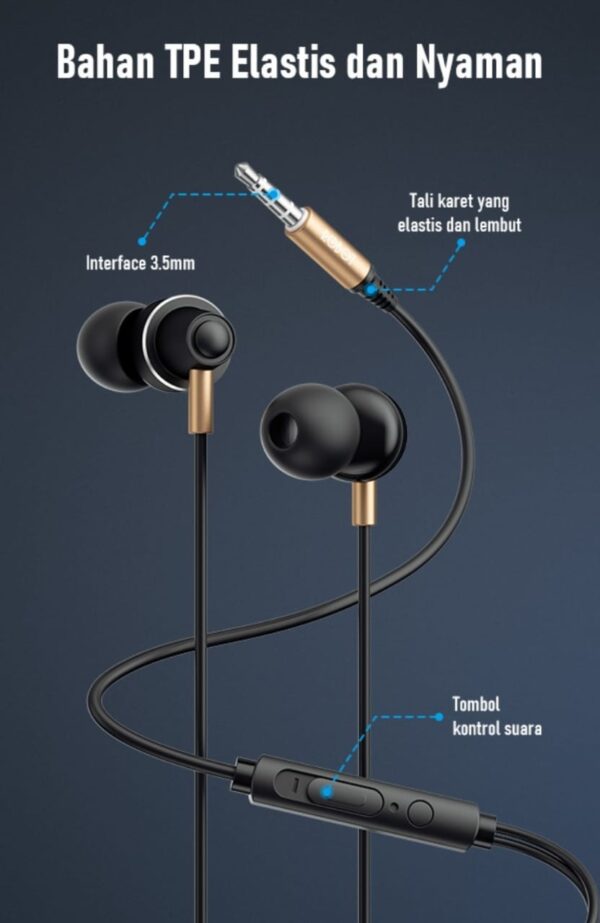 Headset Robot RE240S Dark Red Earphone Handsfree Wired Headset Earphone High Headset Gaming Headset Bass Headset Robot Original Headset Kabel Robot RE 240S Headset Earphone ROBOT RE240S Sound Quality With Smart Control - Gambar 3