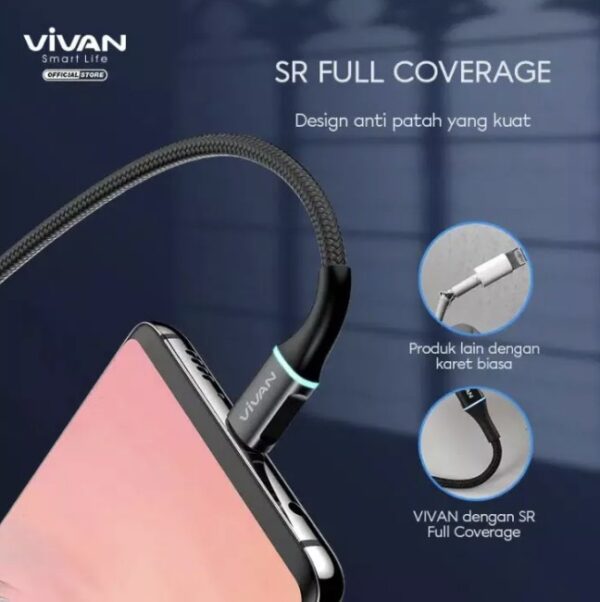 Kabel Lightning Vivan VDL100 Quick Charge 100cm Kabel USB Iphone Vivan Fast Charging Original Ori 2.4a Led Light Cable Data 1M VDL 100 - Gambar 5