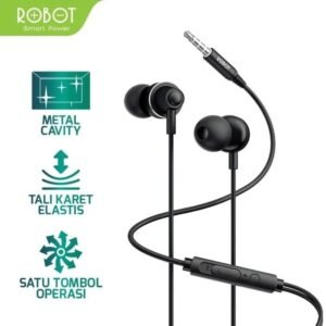 ROBOT RE240S Headset Earphone Kabel Original Dark Red Handsfree Wired Gaming Headset Bass Sound Smart Control Mikrofon HD untuk Android iPhone Laptop Musik Meeting dan Gaming Suara Jernih Nyaman Dipakai - Gambar 4