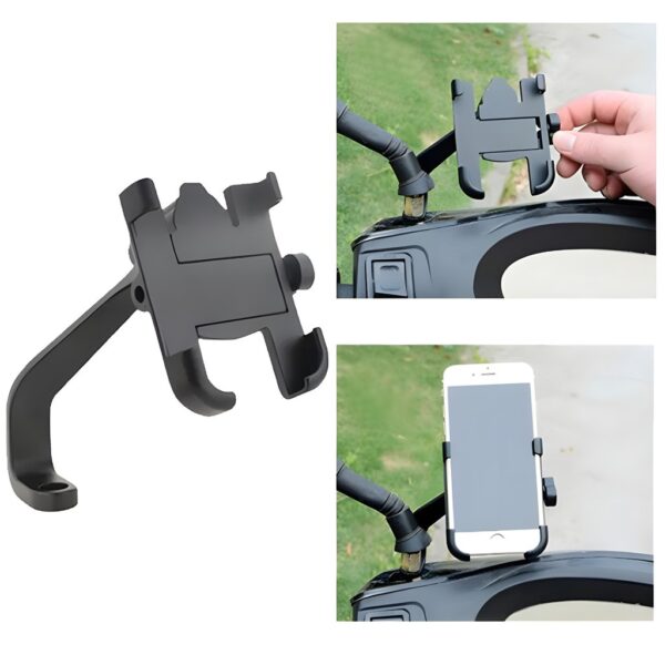Holder HP Spion Motor Aluminium Phone Holder Motor di Spion Full Aluminium Beat Gojek Grab Ojek Online Dudukan Motor Spion Bahan Aluminium Pegangan Penahan Hp Ojol Anti Karat Kuat Besi