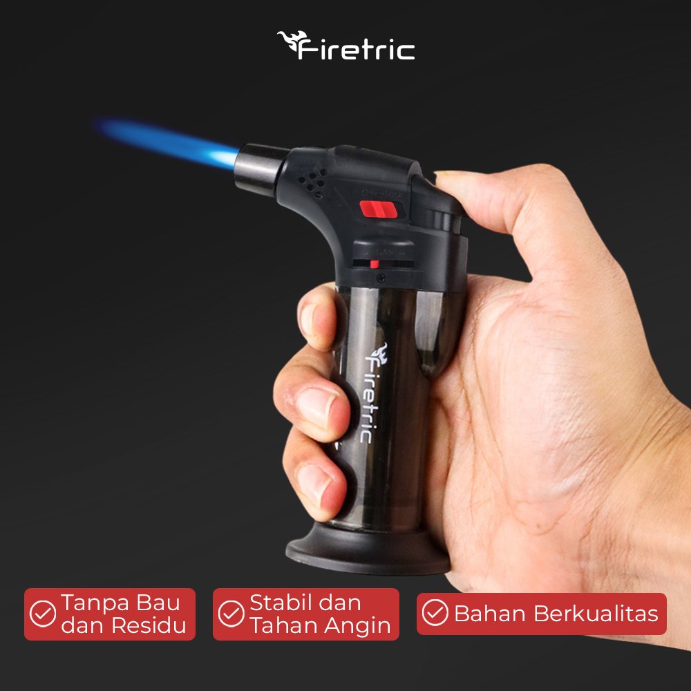 Firetric HQ0935 Korek Api Gas Butane Torch Jet Windproof Anti Angin Refillable, Korek Jet Gas Bara dengan Api Tekanan Kuat untuk Camping, Outdoor, Membakar Kue dan Daging, Nozel Tembaga, Hitam - Gambar 8