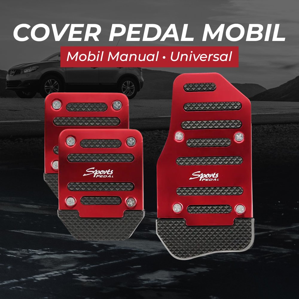 OTOHEROES XB-373 Cover Pedal Mobil Manual Aluminium Gas Rem Kopling Universal Merah dengan Permukaan Anti-Slip Material Aluminium Alloy dan PVC Dilengkapi Bracket Mur Baut untuk Pemasangan pada Pedal Kendaraan - Gambar 2