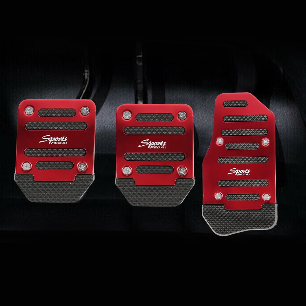 OTOHEROES Cover Pedal Mobil Manual Aluminium Alloy Gas Rem Kopling Universal XB-373 Red Anti Slip Set Baut untuk Pedal Mobil Avanza Ayla L300 dan Kendaraan Manual Nyaman Dipasang Pengganti Pedal Rusak - Gambar 6