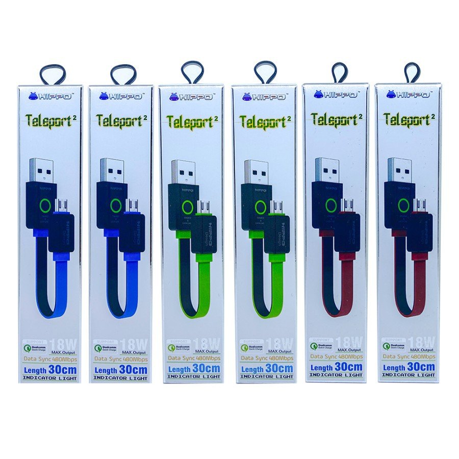 HIPPO TELEPORT 2 Kabel Micro USB 30cm untuk Powerbank Fast Charging Quick Charge 3.0 18W 3A Kabel Pendek USB Micro USB untuk Android Samsung Blackberry Transfer Data dengan Lampu Indicator Bahan TPE dan Konektor ABS - Gambar 7