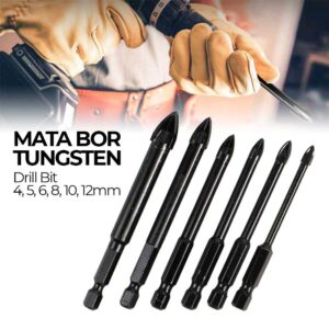 BINOAX Mata Bor Tungsten Drill Bit 4 5 6 8 10 12mm 6 PCS - MGDK003 Mata Bor Tungsten Set 6 PCS Mata Bor Keramik Kaca Cermin Drywall Bata Ringan Granit Ubin Multifungsi Mata Bor Tombak Binoax Tungsten Drill Bit Set - Gambar 9
