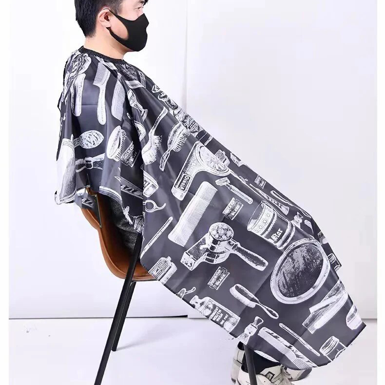 Biutte.co Jubah Apron Pangkas Rambut WB01 Black Cape Salon Barbershop Potong Rambut Dewasa Kain Waterproof Pelindung Pakaian dari Rambut dan Cipratan Air dengan Desain Nyaman Tidak Panas untuk Barber Ukuran 135x120cm - Gambar 5