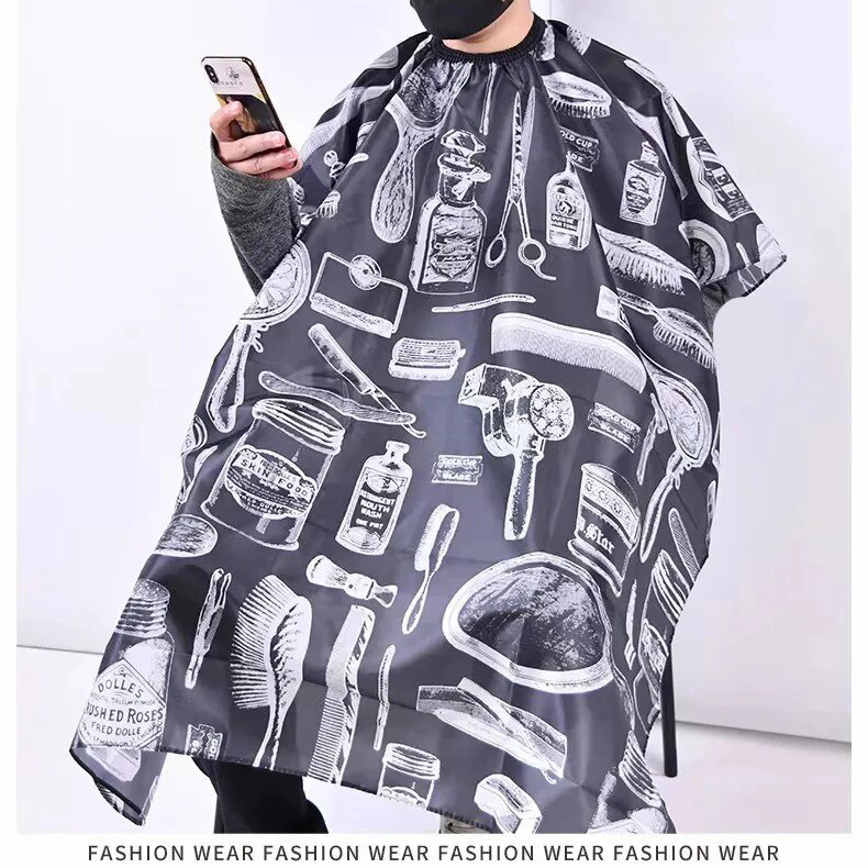 Biutte.co Jubah Apron Pangkas Rambut WB01 Black Cape Salon Barbershop Potong Rambut Dewasa Kain Waterproof Pelindung Pakaian dari Rambut dan Cipratan Air dengan Desain Nyaman Tidak Panas untuk Barber Ukuran 135x120cm - Gambar 4