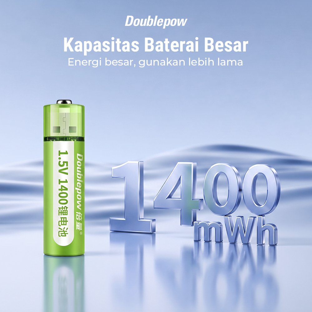 Doublepow Baterai Isi Ulang AA Li-Ion 1.5V 900mAh 1400mWh USB Button Top 1 PCS Baterai A2 Rechargeable untuk Baterai Mainan dan Perangkat Elektronik dengan Pengisian Langsung USB Praktis Daya Stabil - Gambar 3