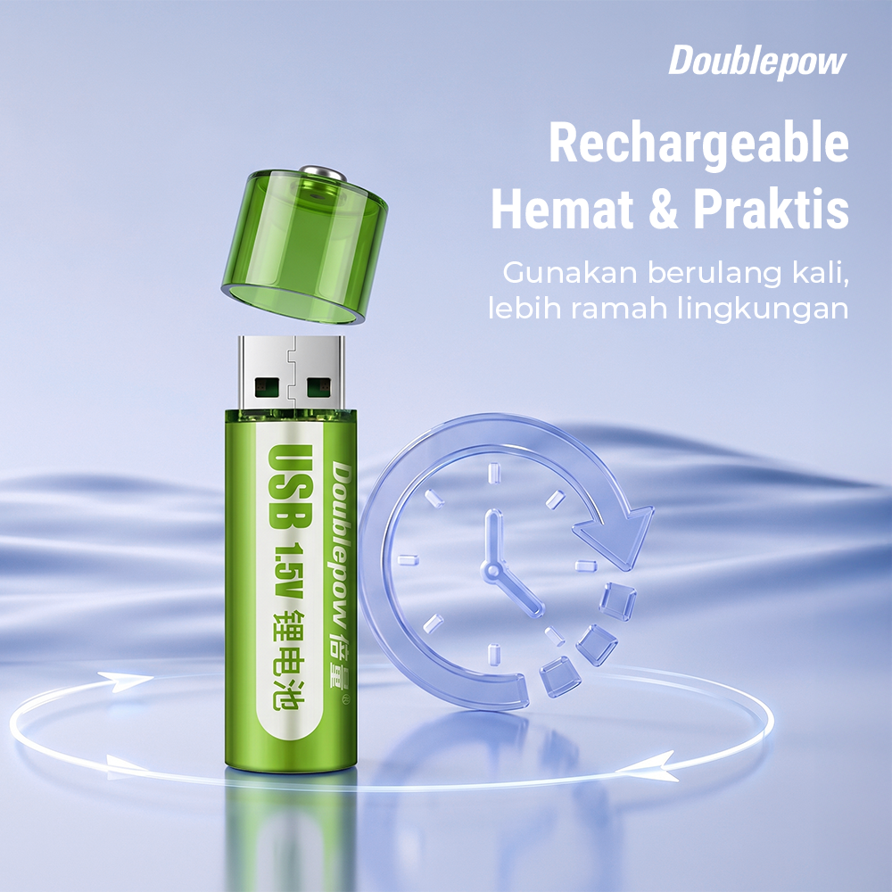 Doublepow Baterai Isi Ulang AA Li-Ion 1.5V 900mAh 1400mWh USB Button Top 1 PCS Baterai A2 Rechargeable untuk Baterai Mainan dan Perangkat Elektronik dengan Pengisian Langsung USB Praktis Daya Stabil - Gambar 4