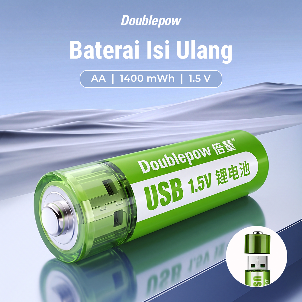 Doublepow Baterai Isi Ulang AA Li-Ion 1.5V 900mAh 1400mWh USB Button Top 1 PCS Baterai A2 Rechargeable untuk Baterai Mainan dan Perangkat Elektronik dengan Pengisian Langsung USB Praktis Daya Stabil - Gambar 2