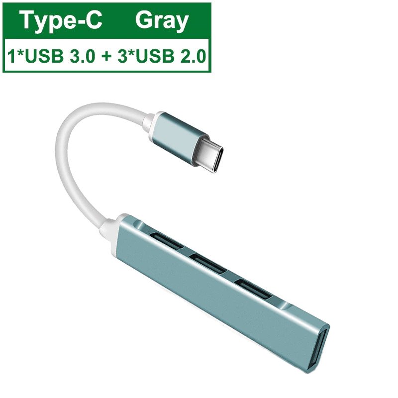 Taffware HUB Type C C809 4in1 Adapter 4 Port USB 3.0 5Gbps dan USB 2.0 Untuk Laptop MacBook HP Handphone Komputer, Aluminium Plug and Play Tanpa Driver, 1 Port 3.0 + 3 Port 2.0 Kabel 10cm - Gambar 8