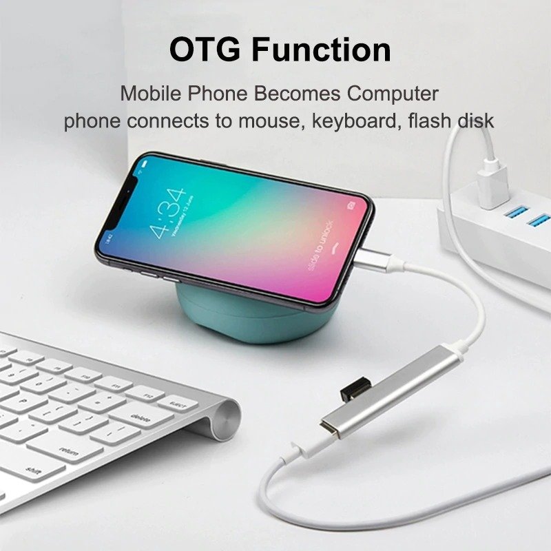 Taffware HUB Type C C809 4in1 Adapter 4 Port USB 3.0 5Gbps dan USB 2.0 Untuk Laptop MacBook HP Handphone Komputer, Aluminium Plug and Play Tanpa Driver, 1 Port 3.0 + 3 Port 2.0 Kabel 10cm - Gambar 5
