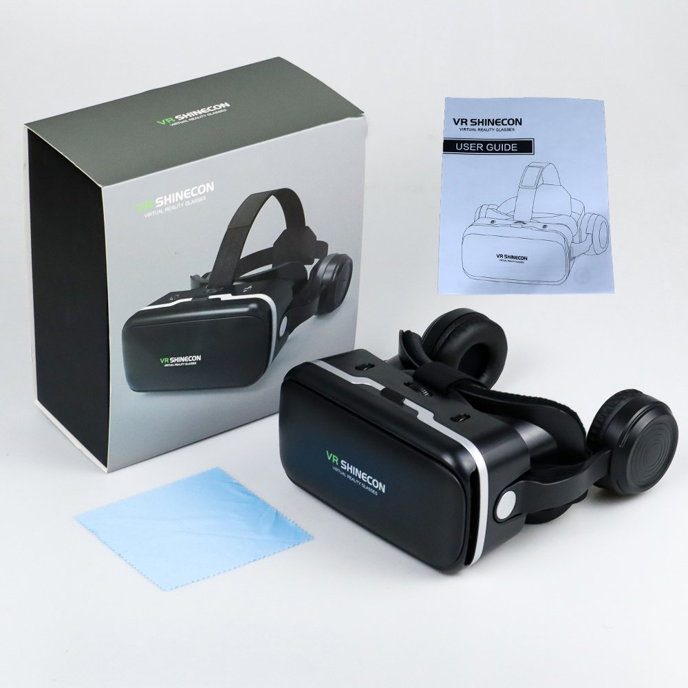 Shinecon 6.0 VR Box Virtual Reality Headset dengan Headphone 3D untuk Smartphone 4.7-6.53 Inch, Lensa Adjustable, Headband Elastis Nyaman, Support Pengguna Berkacamata untuk Game, Film dan Video - Gambar 10