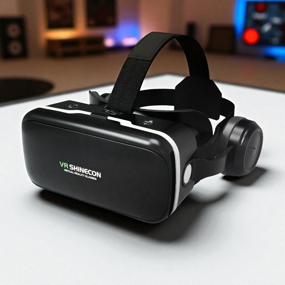 Shinecon 6.0 VR Box Virtual Reality Headset dengan Headphone 3D untuk Smartphone 4.7-6.53 Inch, Lensa Adjustable, Headband Elastis Nyaman, Support Pengguna Berkacamata untuk Game, Film dan Video - Gambar 6