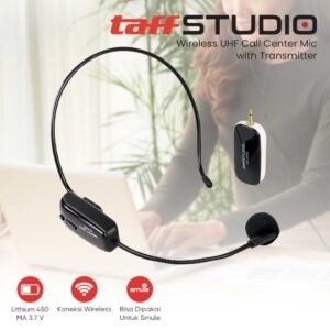 TAFFSTUDIO HX-W002 Wireless Headset Microphone UHF Mic Tanpa Kabel untuk Imam Masjid Shalat Ceramah Khotbah Presentasi Seminar Meeting Mengajar Call Center Plug and Play Rechargeable Jangkauan 30 Meter Adaptor 3.5mm ke 6.35mm Suara Jernih Latensi Rendah - Gambar 10