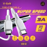 Kabel PD V-GEN Type C to C Kabel Data USB Vgen VCB-32 Fast Charging Tipe C to Tipe C 3A 60w 60 watt 60watt