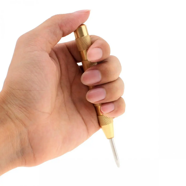 Taffware Automatic Center Punch Penanda Titik Bor Otomatis Alat Penitik Lubang Mata Bor Spring Punch untuk Pengeboran Presisi DIY Pertukangan Bengkel Material Knurled Steel Panjang 126mm - Gambar 8