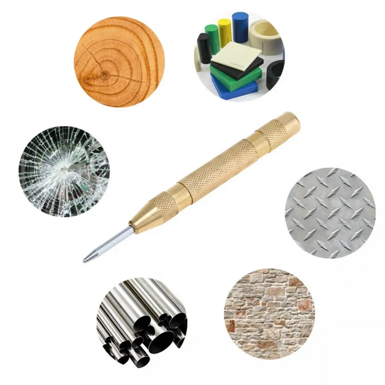 Taffware Automatic Center Punch Penanda Titik Bor Otomatis Alat Penitik Lubang Mata Bor Spring Punch untuk Pengeboran Presisi DIY Pertukangan Bengkel Material Knurled Steel Panjang 126mm - Gambar 7