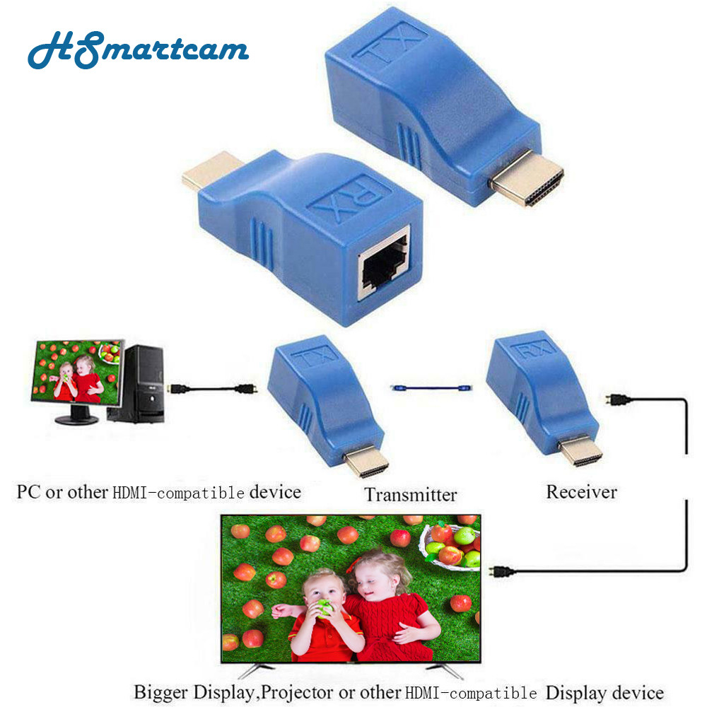 HDMI to LAN HDMI to LAN Converter HDMI to LAN Adapter Extender Adapter RJ45 Female to HDMI Male HDMI Extender by LAN Cable 30M 30 Meter - Gambar 2