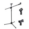 Stand Mic Tiang Standing Mic Holder Microphone Stand Tinggi Stand Mic Panjang Microphone Stand Tripod Holder Professional 2 Klip Imam Masjid Muazin Azan Penyanyi
