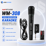 TaffSTUDIO WM-308 Single Mikrofon Karaoke Wireless Wired 2.4GHz Mic Profesional 2 in 1 Receiver Jack 6.5mm Kabel 2.5 Meter Jarak Nirkabel 8-20 Meter untuk Bernyanyi Karaoke Keluarga
