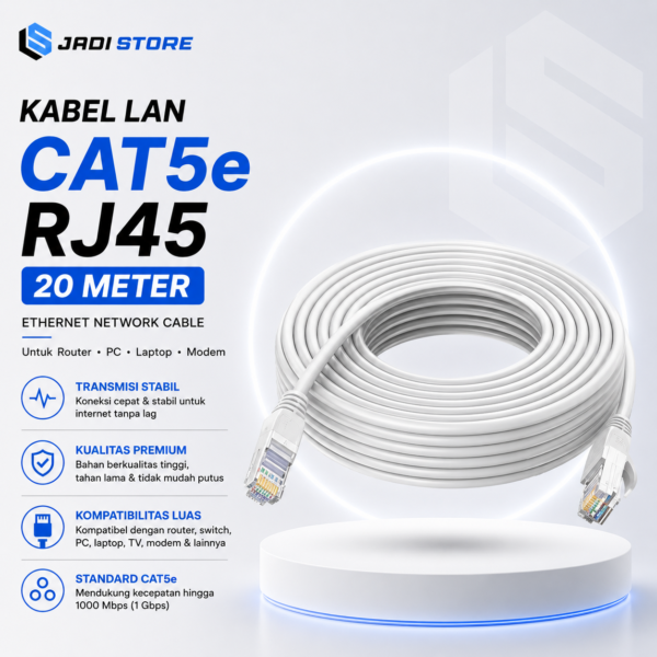 Kabel LAN UTP CAT5e RJ45 20 Meter Ethernet Network Cable untuk Router ...