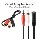 Kabel Adaptor Audio 3.5mm Female ke RCA Male HiFi 40cm Kabel Audio Aux Female ke RCA Male Adapter Converter 3.5mm ke RCA HiFi 40cm Kabel Audio Jack 3.5mm ke RCA Male Converter Kabel AUX HiFi Stereo Audio Adapter 40cm untuk Speaker dan Amplifier