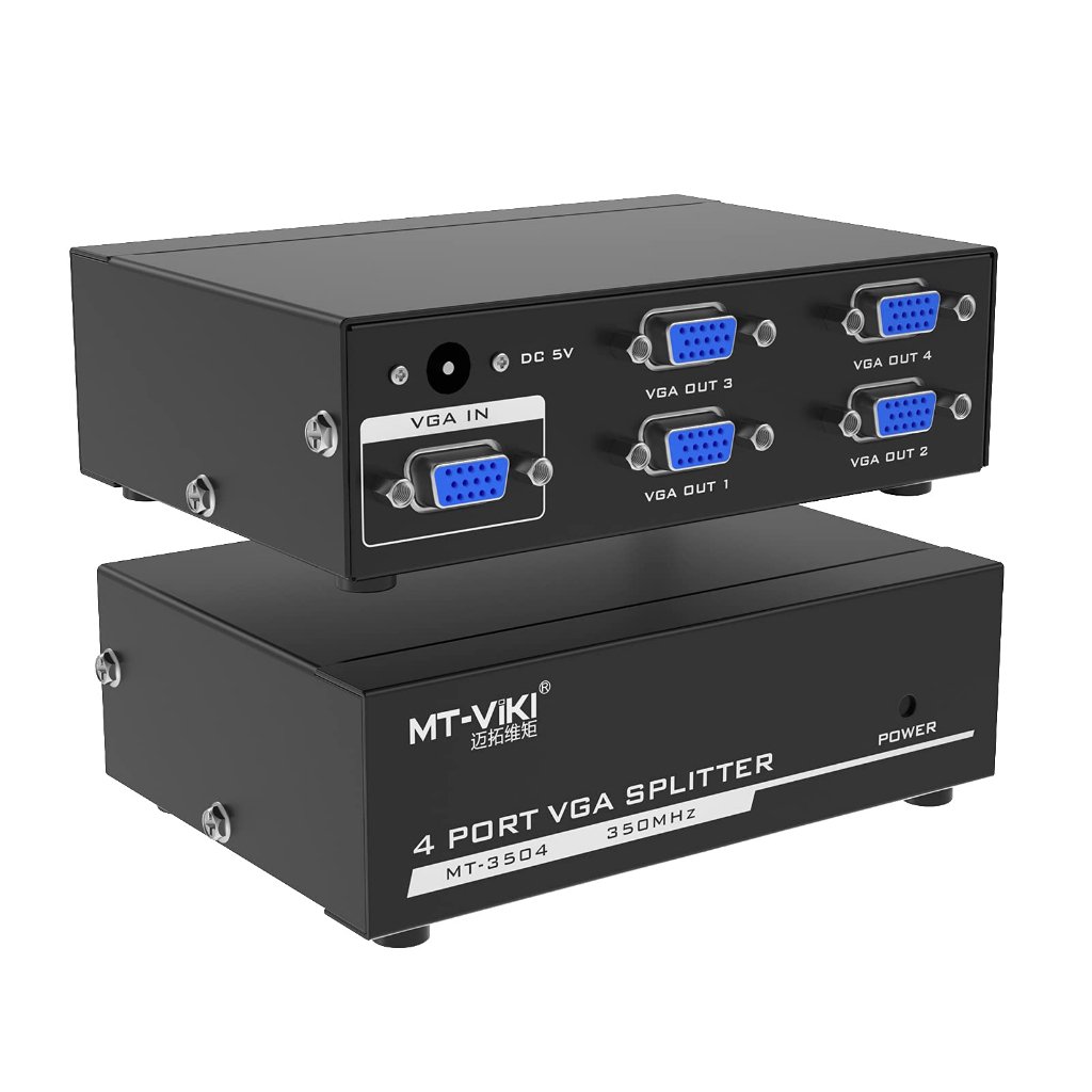 VGA Splitter 4 Port 1 Input 4 Output dengan Adaptor VGA Display Splitter 200MHz Resolusi 1920x1440 RGB Bandwidth Plat Besi untuk Monitor Proyektor PC Komputer Presentasi Display CCTV Video Distribution Transmisi Hingga 30 Meter - Gambar 5