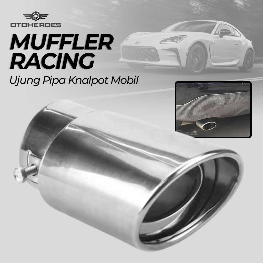 OTOHEROES Ujung Knalpot Mobil Lurus Silver Muffler Racing PQG-001 14cm Aluminium Exhaust Tip Tailpipe Universal Inner 6.3cm Outlet 8.5cm Tanpa Las untuk Modifikasi Variasi Avanza Calya Brio Agya Sigra Carry Jazz Veloz - Gambar 6