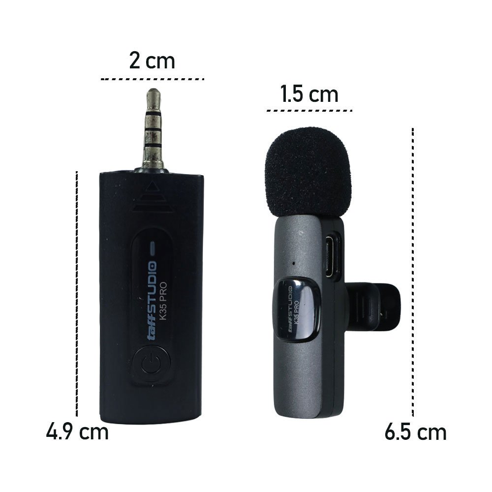 TaffSTUDIO K35 Pro Single 3.5mm Microphone Wireless Clip On 1 Mic 2.4GHz Lavalier Mikrofon Portable untuk Vlogging Podcast Live Streaming Interview Karaoke Kamera Laptop Speaker Amplifier Jarak 20 Meter - Gambar 4