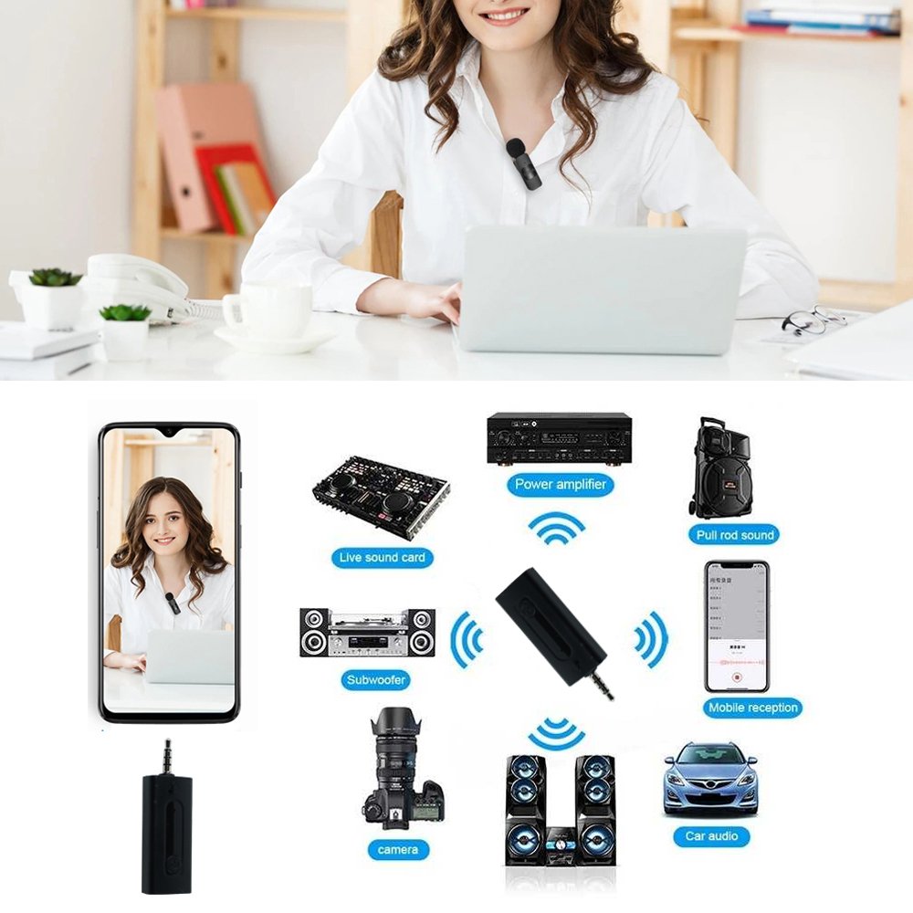 TaffSTUDIO K35 Pro Single 3.5mm Microphone Wireless Clip On 1 Mic 2.4GHz Lavalier Mikrofon Portable untuk Vlogging Podcast Live Streaming Interview Karaoke Kamera Laptop Speaker Amplifier Jarak 20 Meter - Gambar 2
