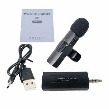 TaffSTUDIO K35 Pro Single 3.5mm Microphone Wireless Clip On 1 Mic 2.4GHz Lavalier Mikrofon Portable untuk Vlogging Podcast Live Streaming Interview Karaoke Kamera Laptop Speaker Amplifier Jarak 20 Meter - Gambar 5